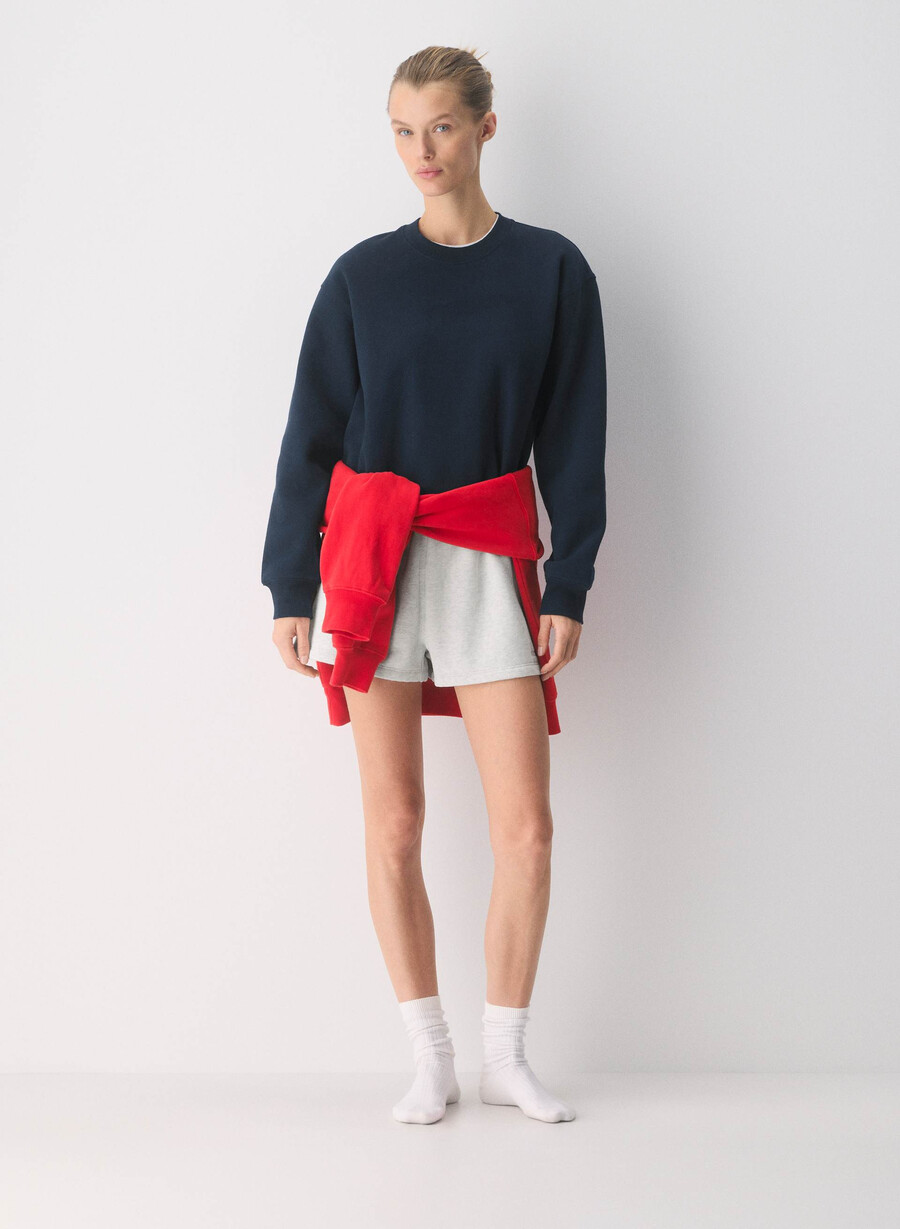 cozy sweatfleece mega hi-rise mini short heather cloud white