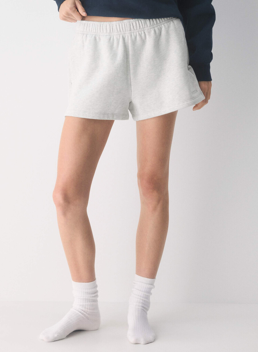cozy sweatfleece mega hi-rise mini short heather cloud white