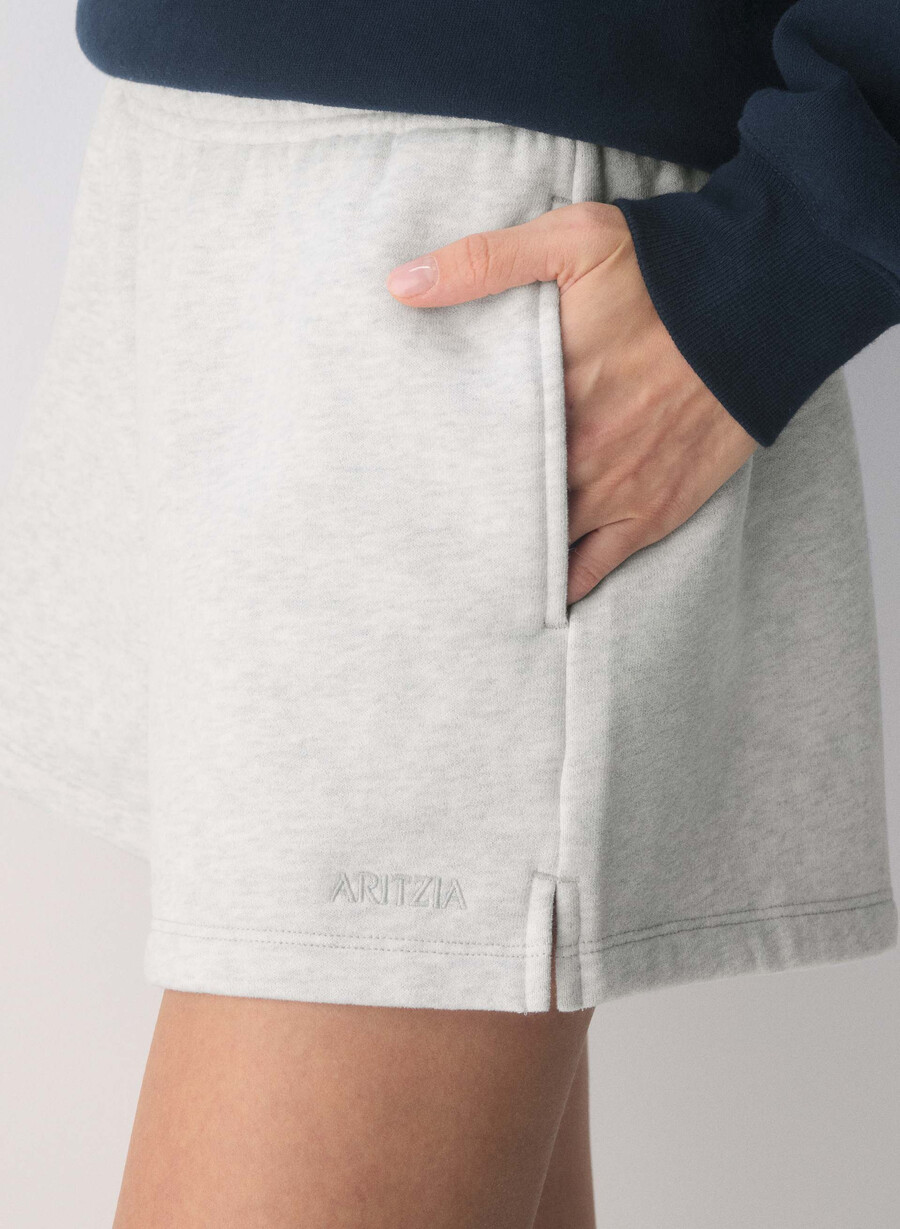 cozy sweatfleece mega hi-rise mini short heather cloud white