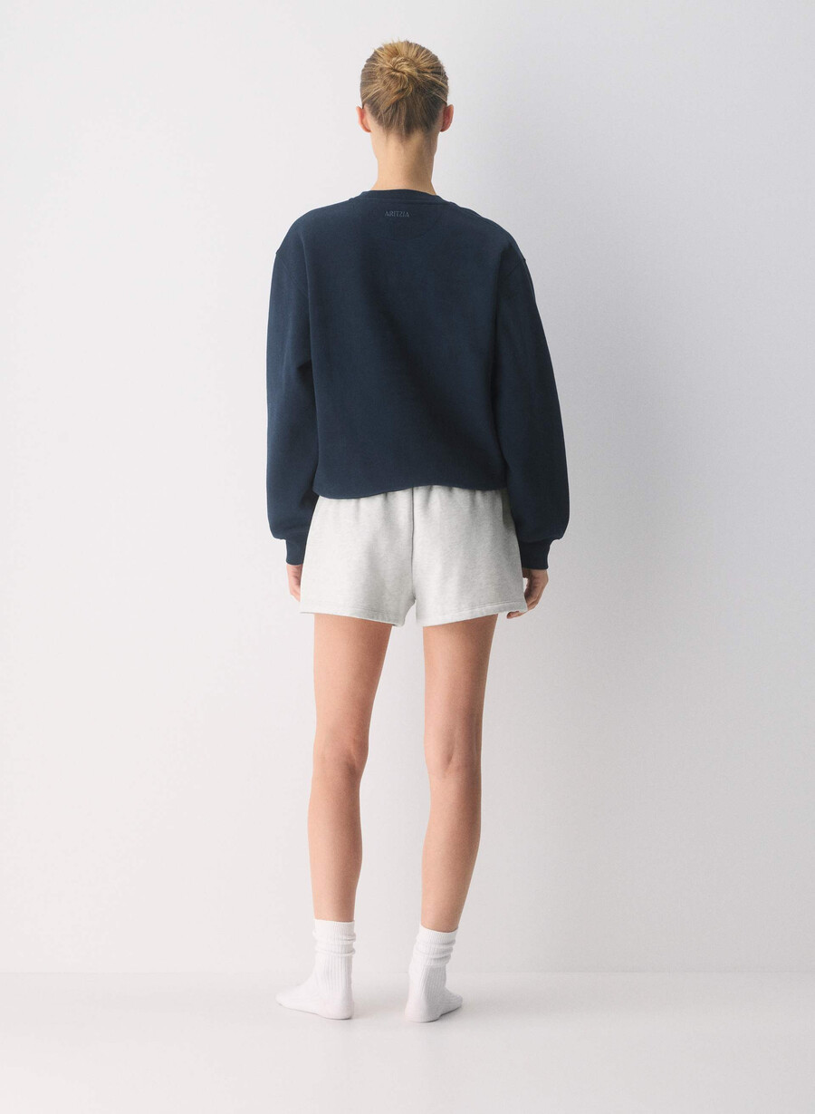 cozy sweatfleece mega hi-rise mini short heather cloud white