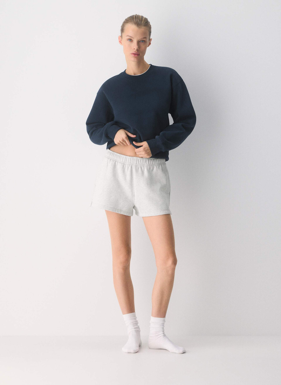 cozy sweatfleece mega hi-rise mini short heather cloud white