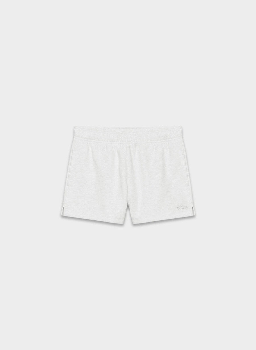 cozy sweatfleece mega hi-rise mini short heather cloud white