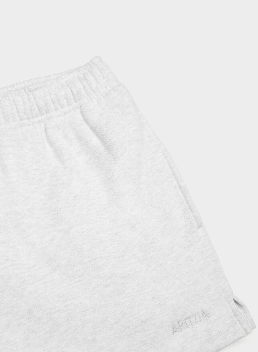 cozy sweatfleece mega hi-rise mini short heather cloud white
