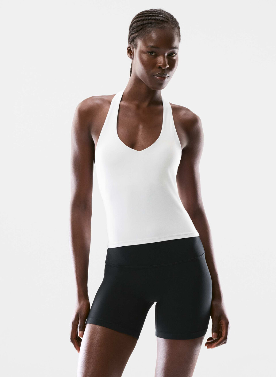 canotta sportiva butter prime halter bianco brillante
