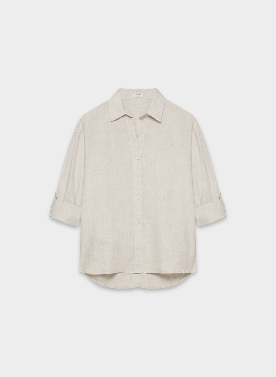 camicia in lino darchivio ecru non tinta