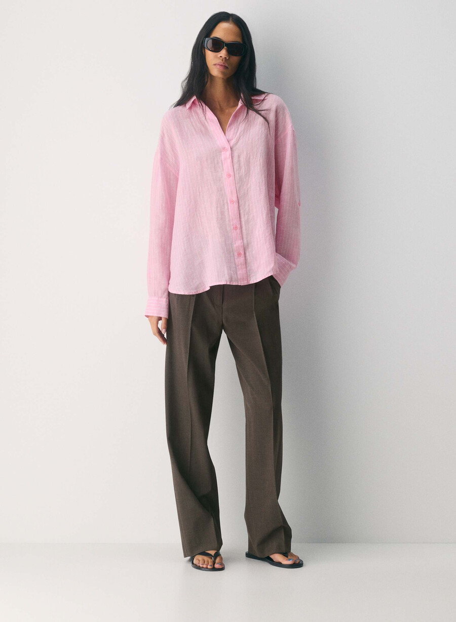camicia in lino darchivio mtchl strp jb pkbw