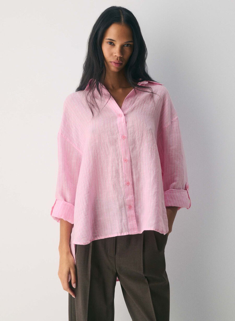 camicia in lino darchivio mtchl strp jb pkbw