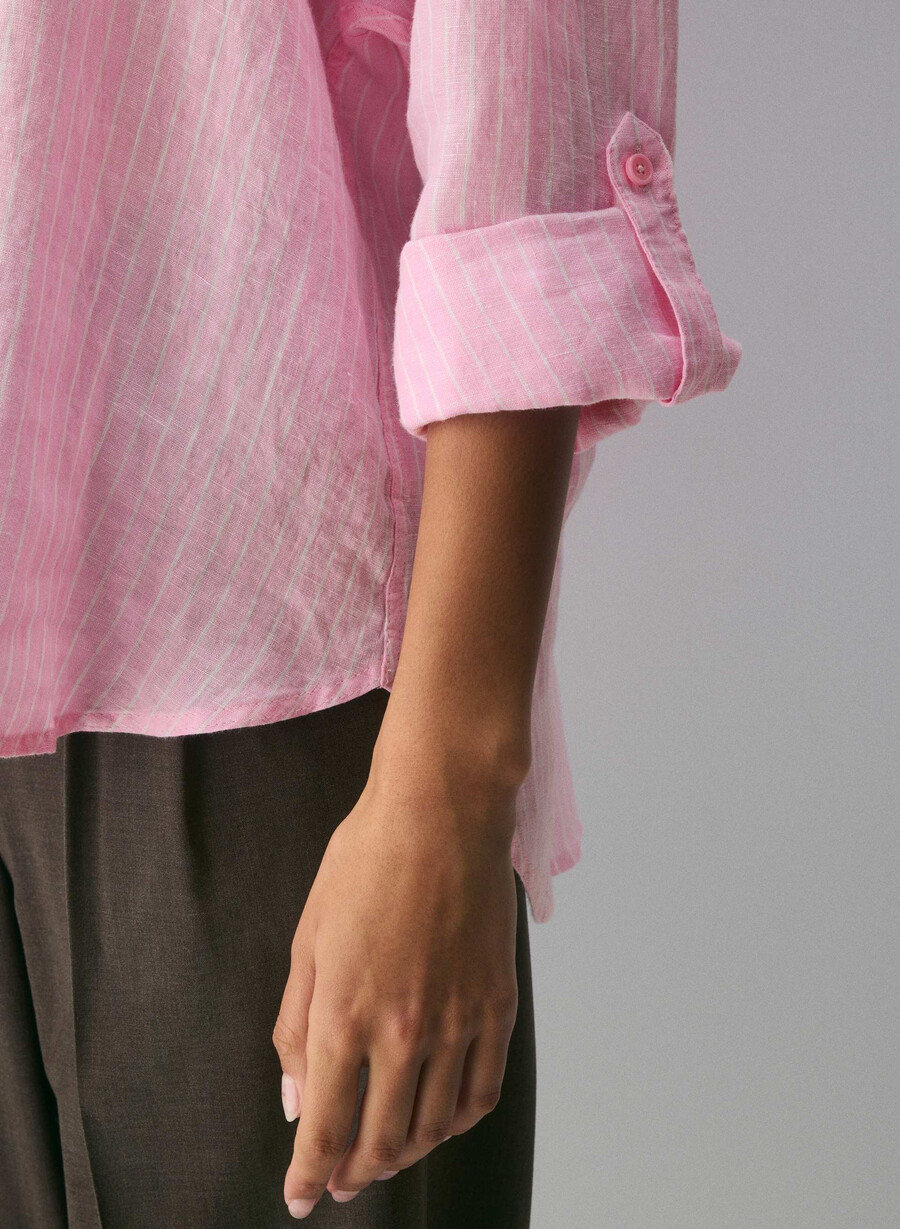 camicia in lino darchivio mtchl strp jb pkbw