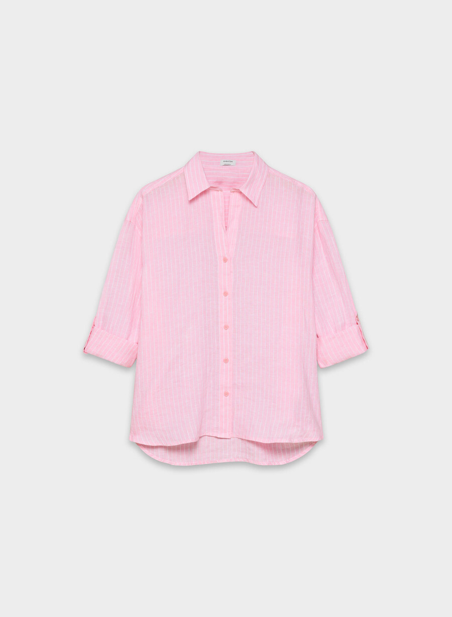 camicia in lino darchivio mtchl strp jb pkbw