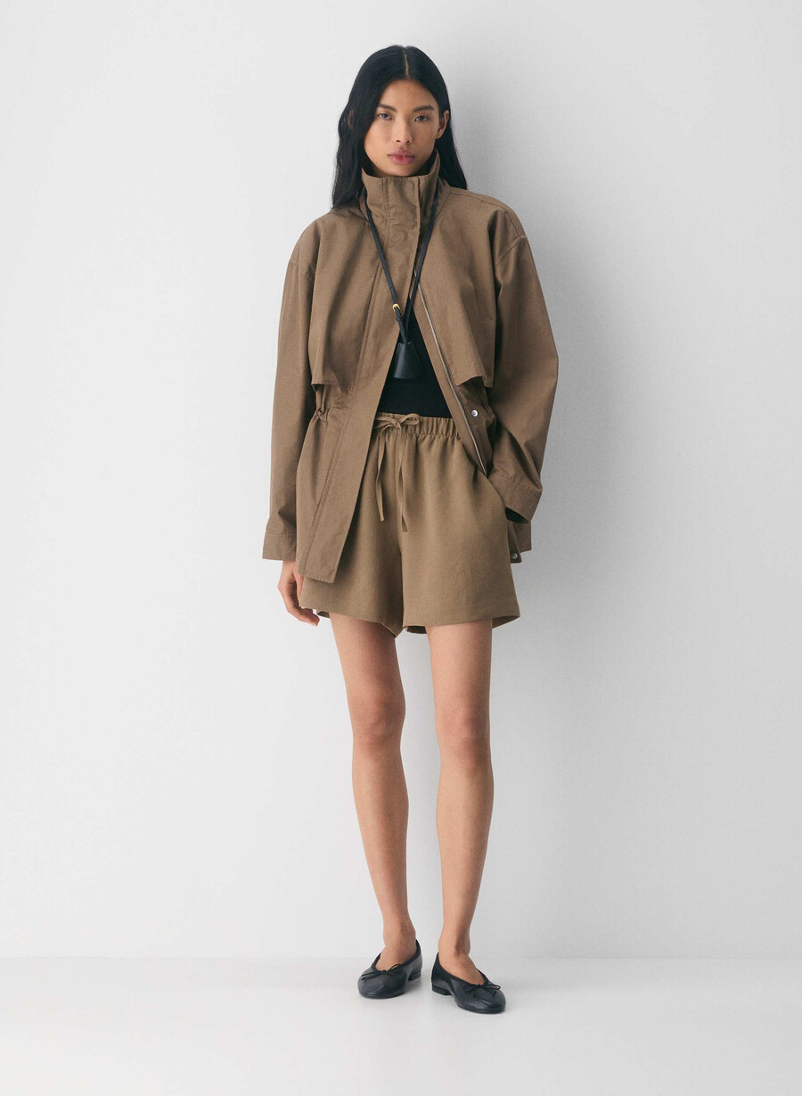 the lodge short mid-thigh - crepette folio brown