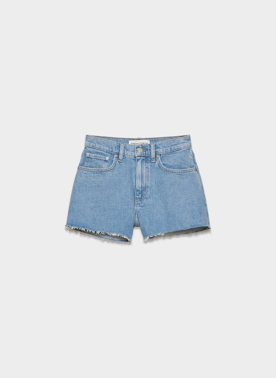 denim forum jodie curve-fit hi-rise mini denim short no-stress azzurro chiaro
