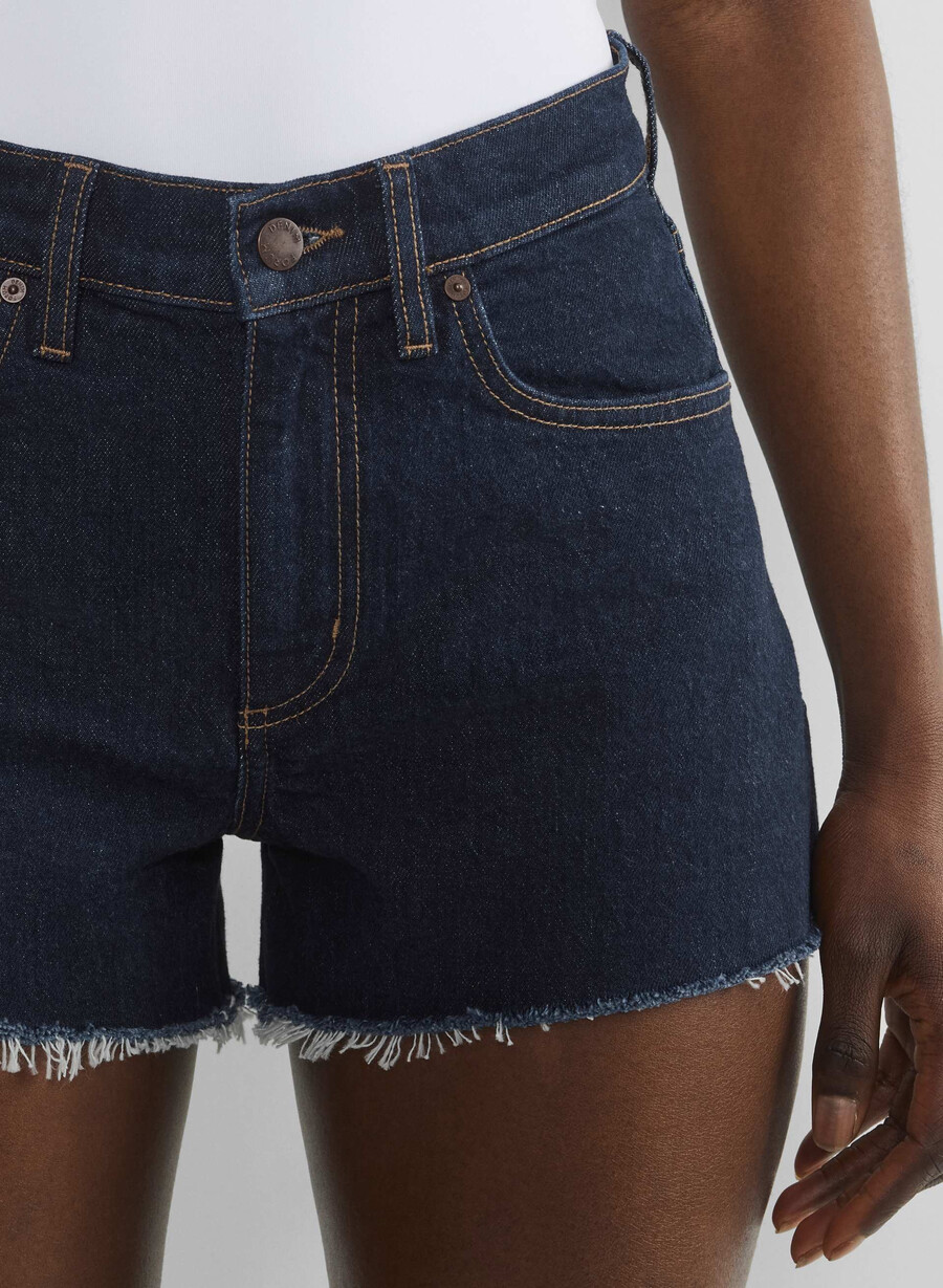 denim forum jodie curve-fit hi-rise mini denim short no-stress blu scuro