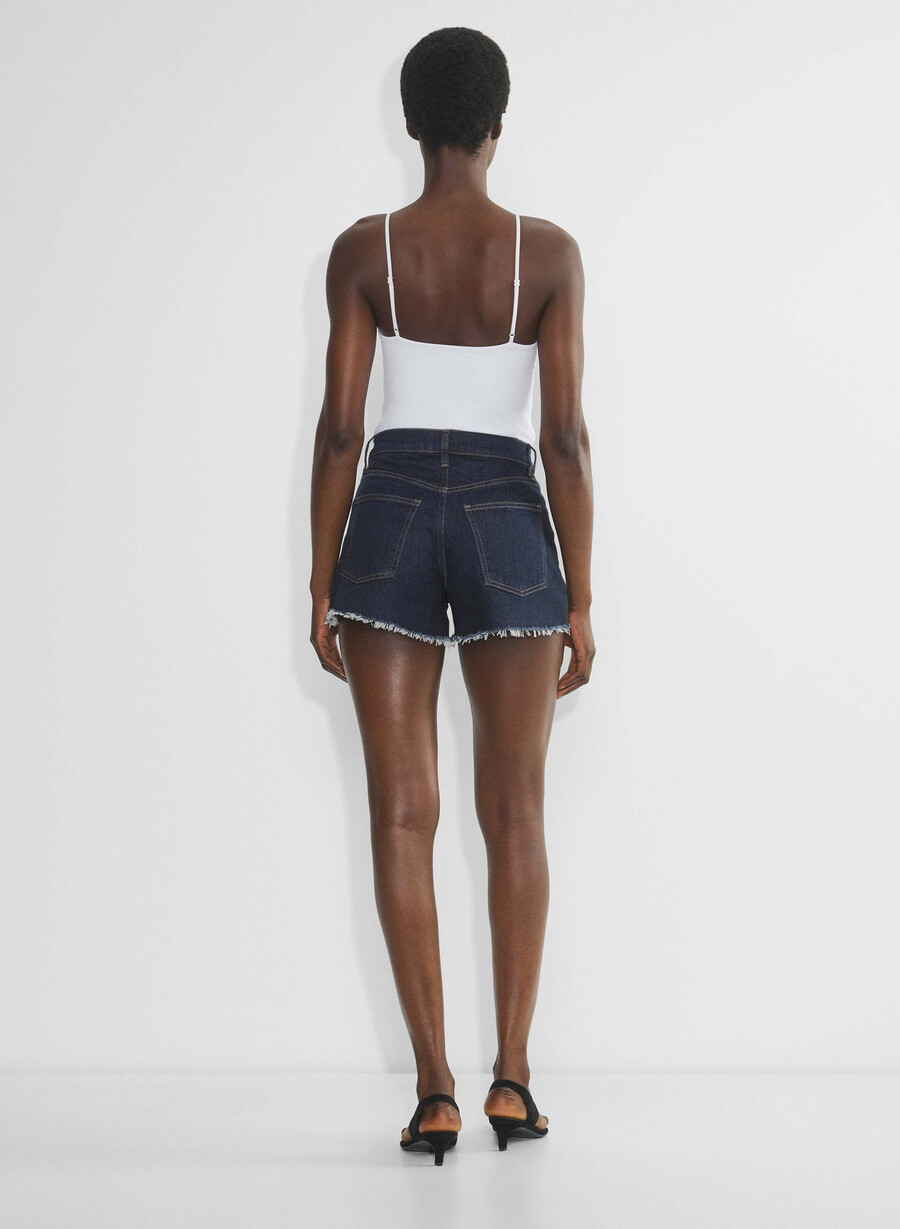 denim forum jodie curve-fit hi-rise mini denim short no-stress blu scuro