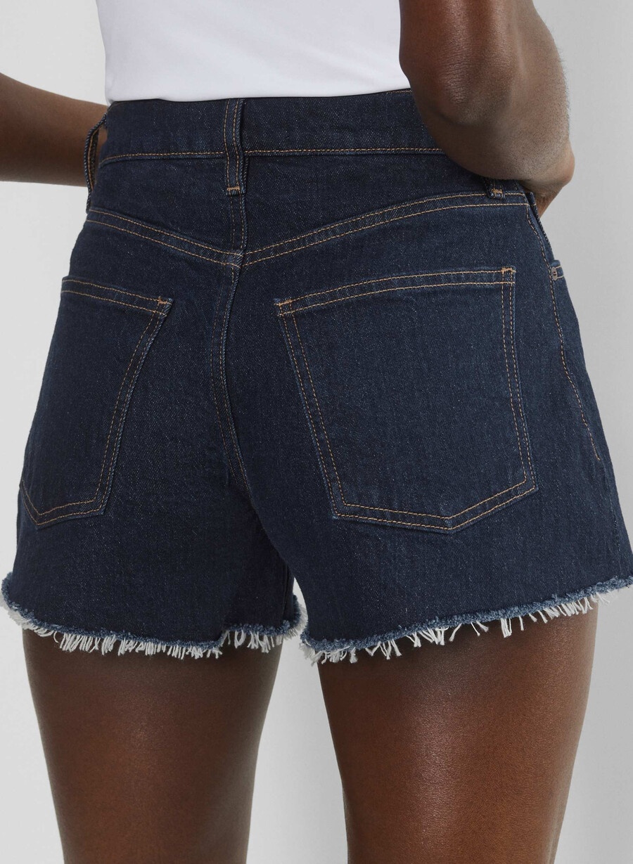 denim forum jodie curve-fit hi-rise mini denim short no-stress blu scuro
