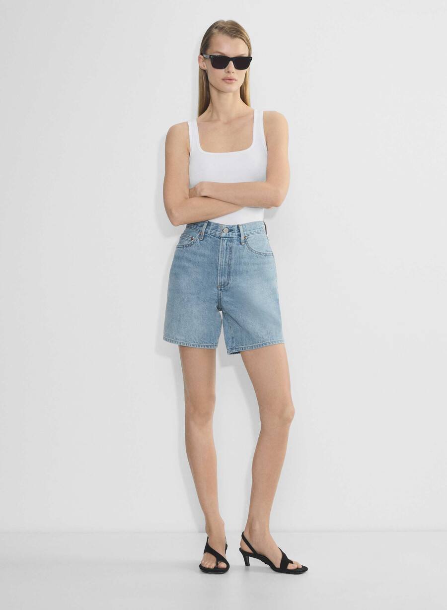 denim forum pantaloncini in denim larghi a vita alta vintage anni 90 7 anni bleu taboo