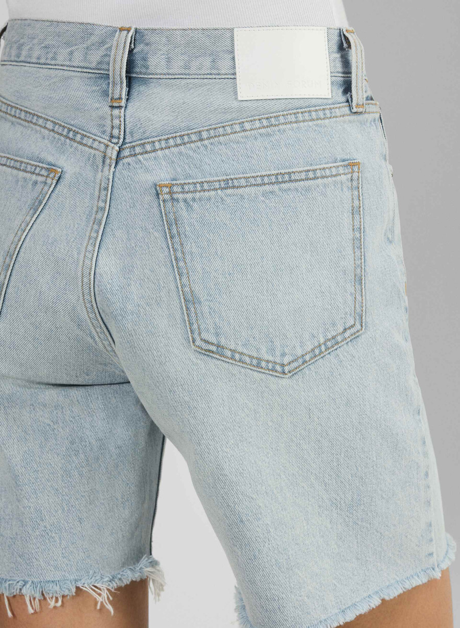 denim forum pantaloncini lunghi in denim a vita alta vintage anni 90 15 yrs brl thr bleu
