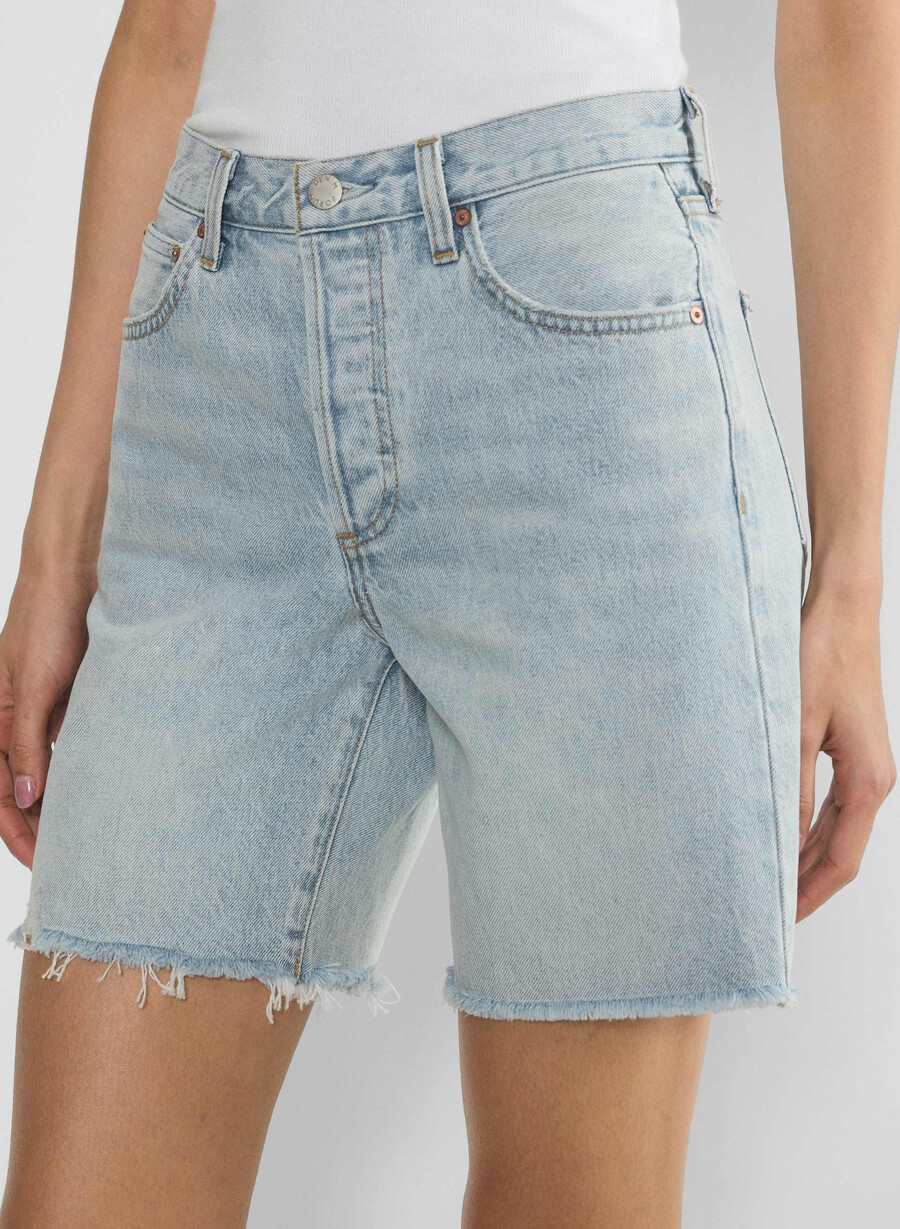 denim forum pantaloncini lunghi in denim a vita alta vintage anni 90 15 yrs brl thr bleu