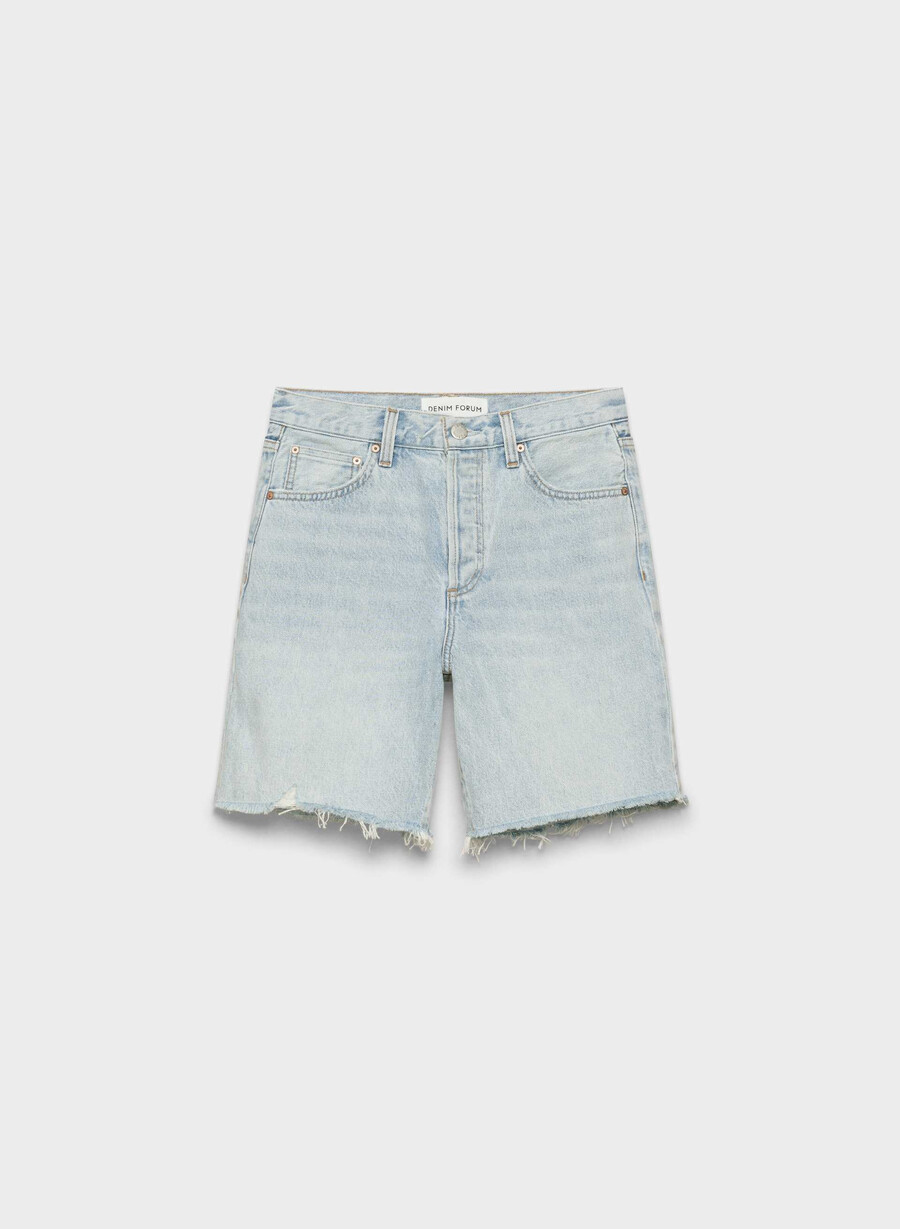denim forum pantaloncini lunghi in denim a vita alta vintage anni 90 15 yrs brl thr bleu