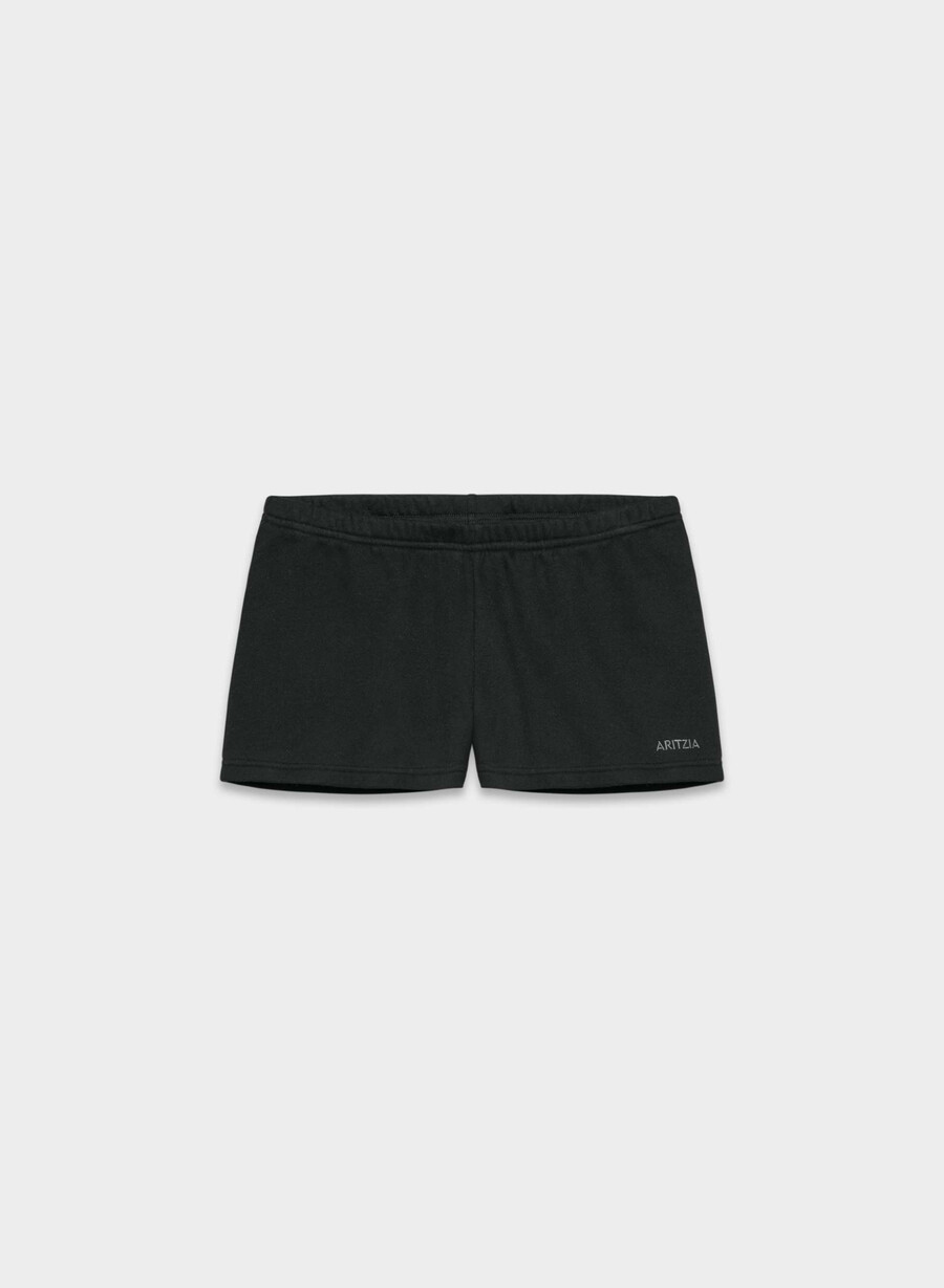 cozy sweatfleece boyfriend mini short a vita bassa nero