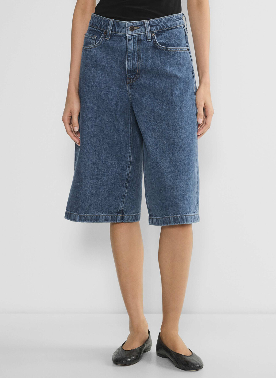 pubblicità short in denim sotto il ginocchio no-stress medium blu