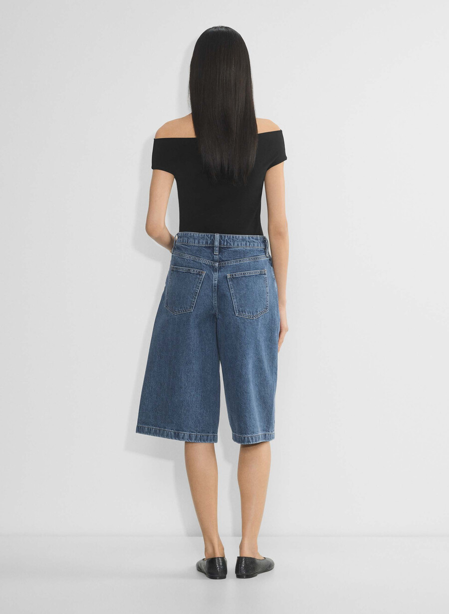 pubblicità short in denim sotto il ginocchio no-stress medium blu