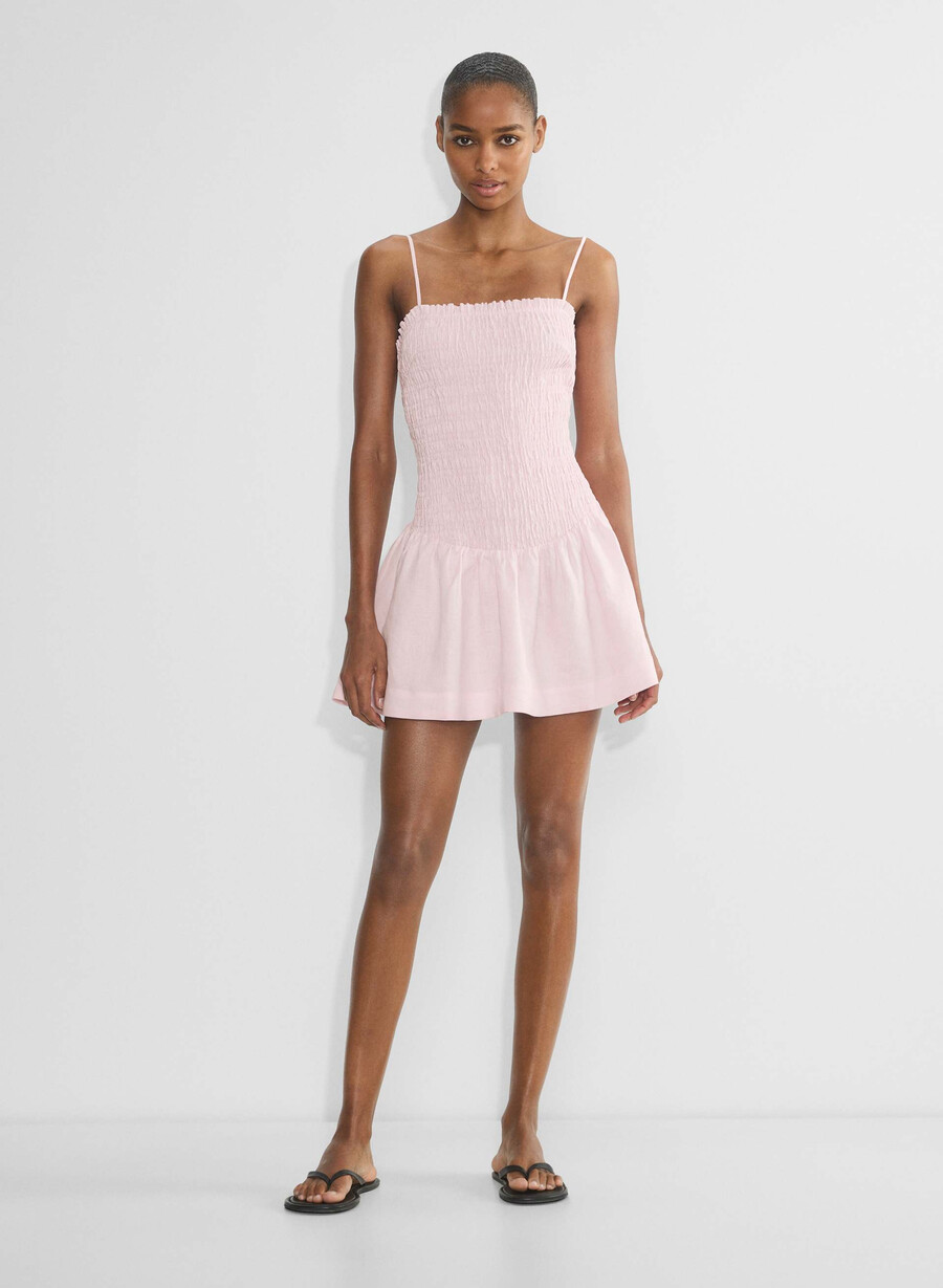 abito in lino corinne villa pink