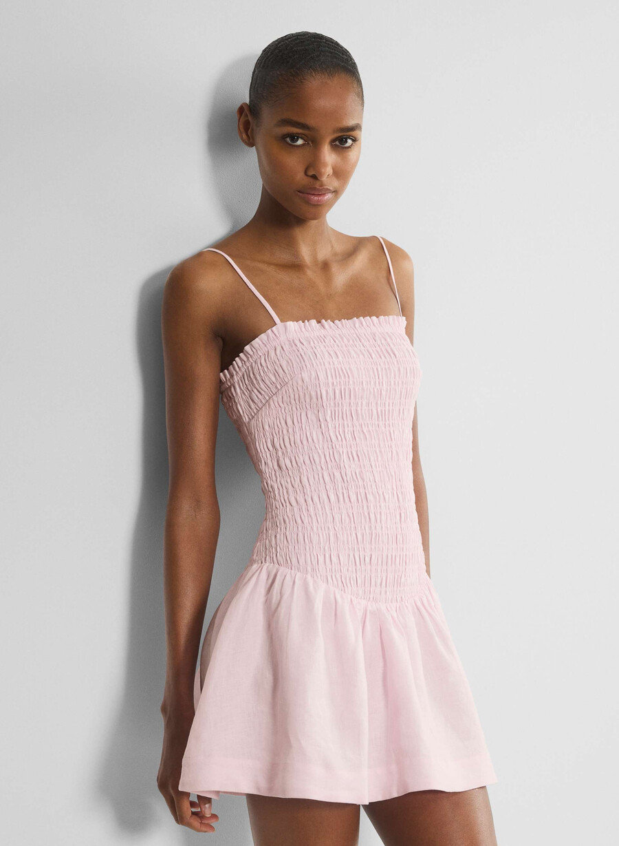 abito in lino corinne villa pink