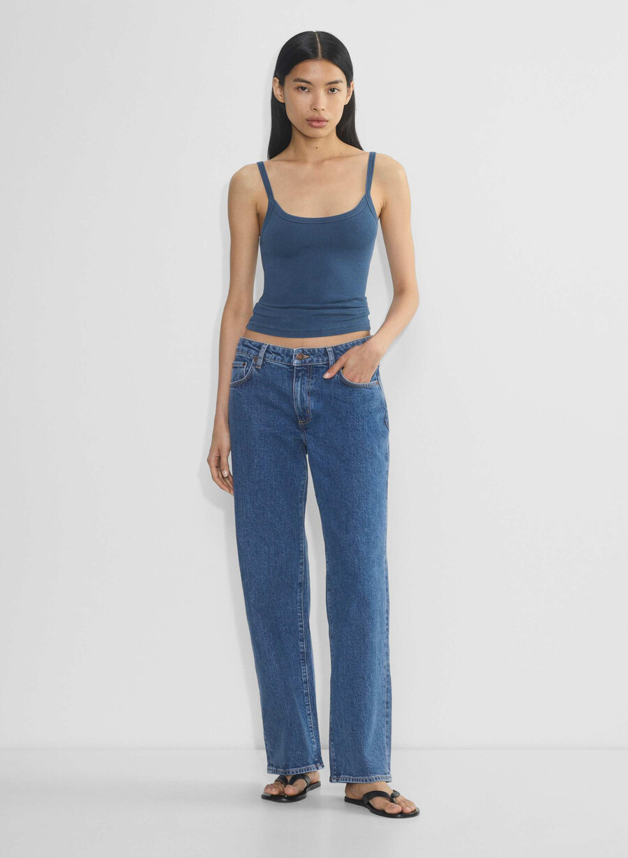 denim forum salma super lo-rise straight jean no-stress medium blu