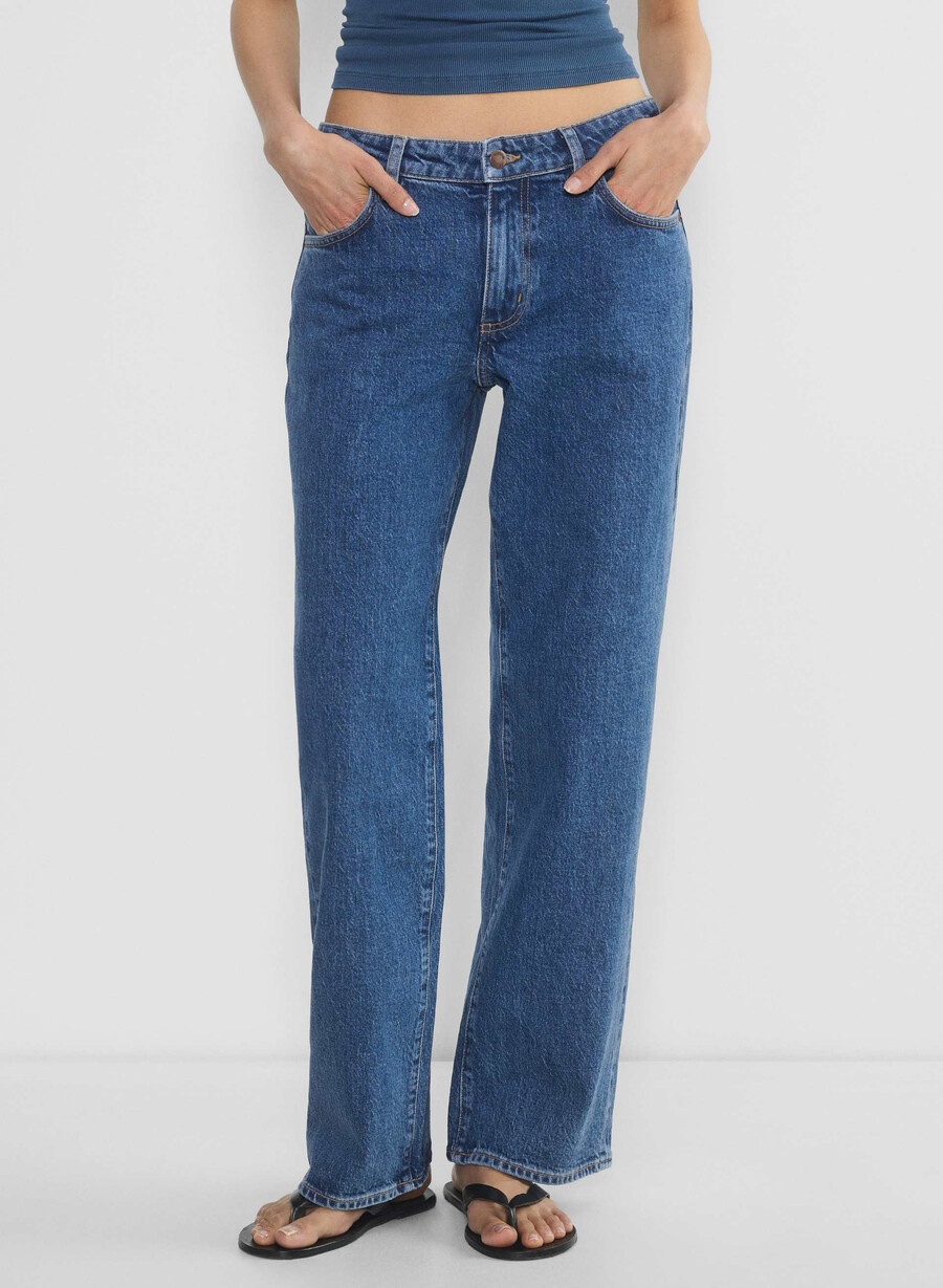 denim forum salma super lo-rise straight jean no-stress medium blu