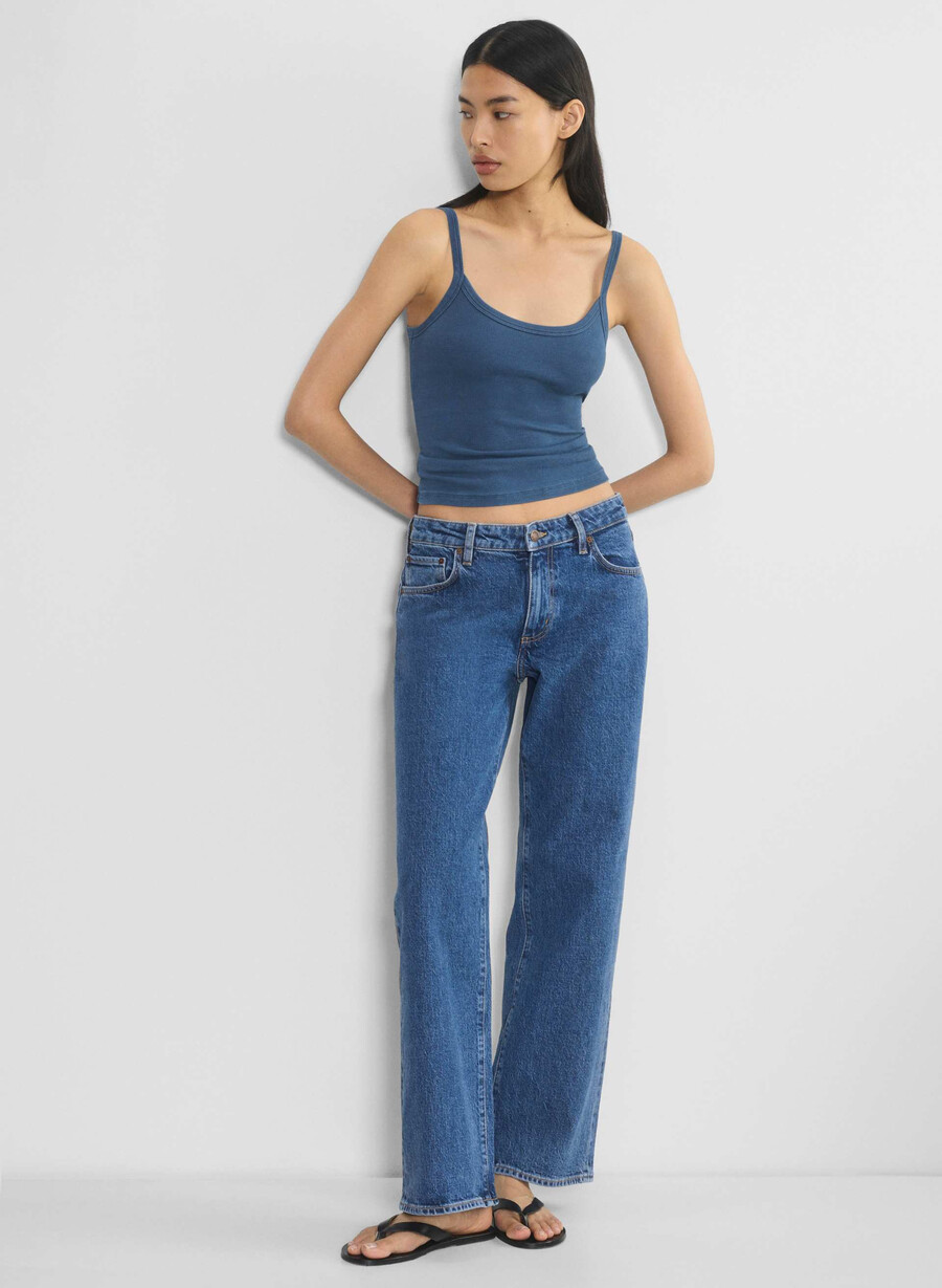 denim forum salma super lo-rise straight jean no-stress medium blu