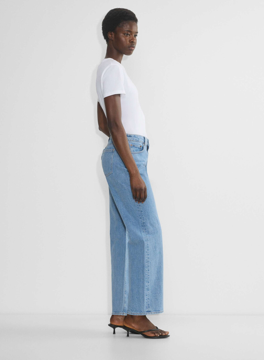 denim forum salma curve-fit super lo-rise baggy jean no-stress azzurro chiaro