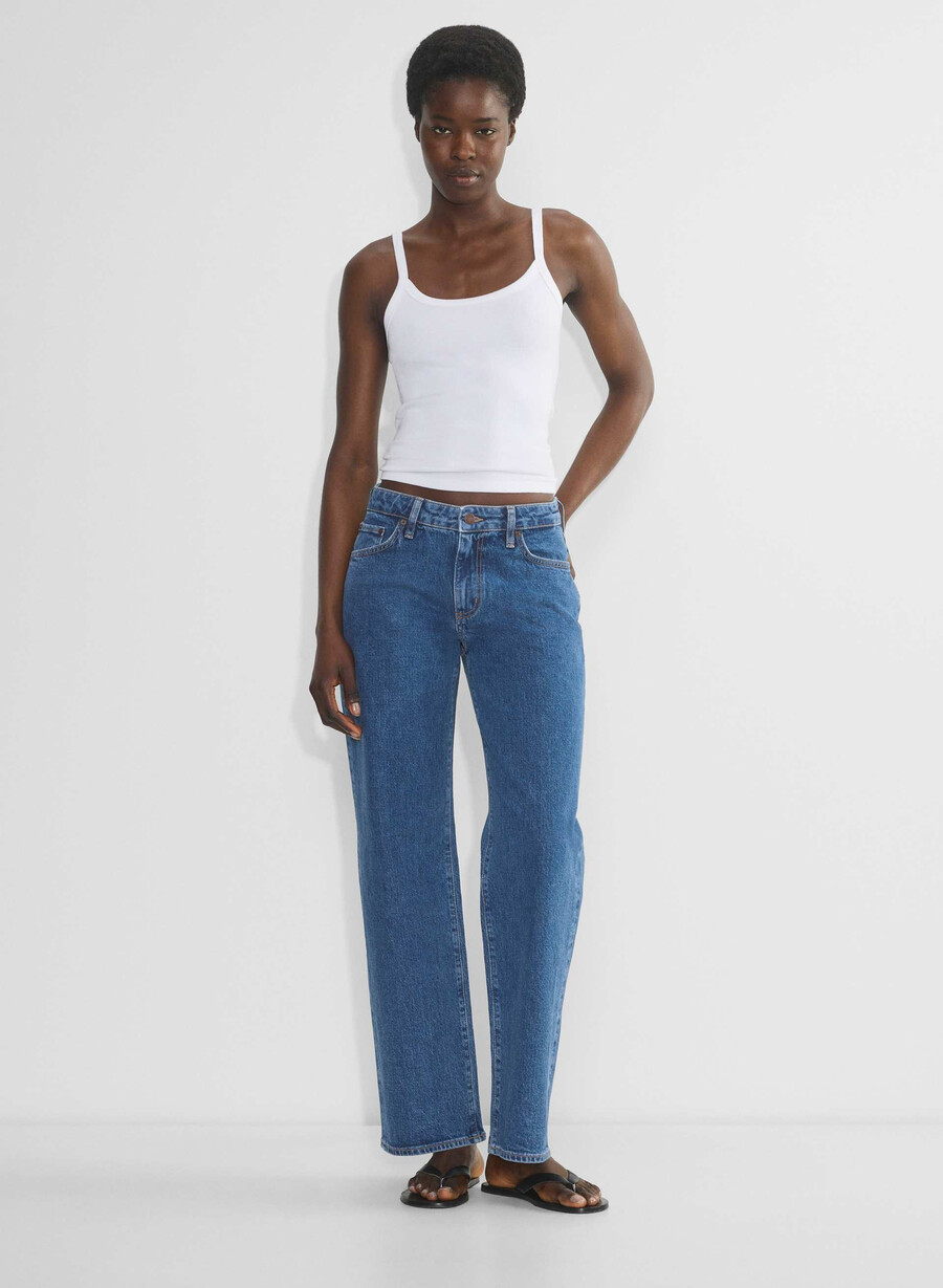 denim forum salma curve-fit super lo-rise baggy jean no-stress medium blu