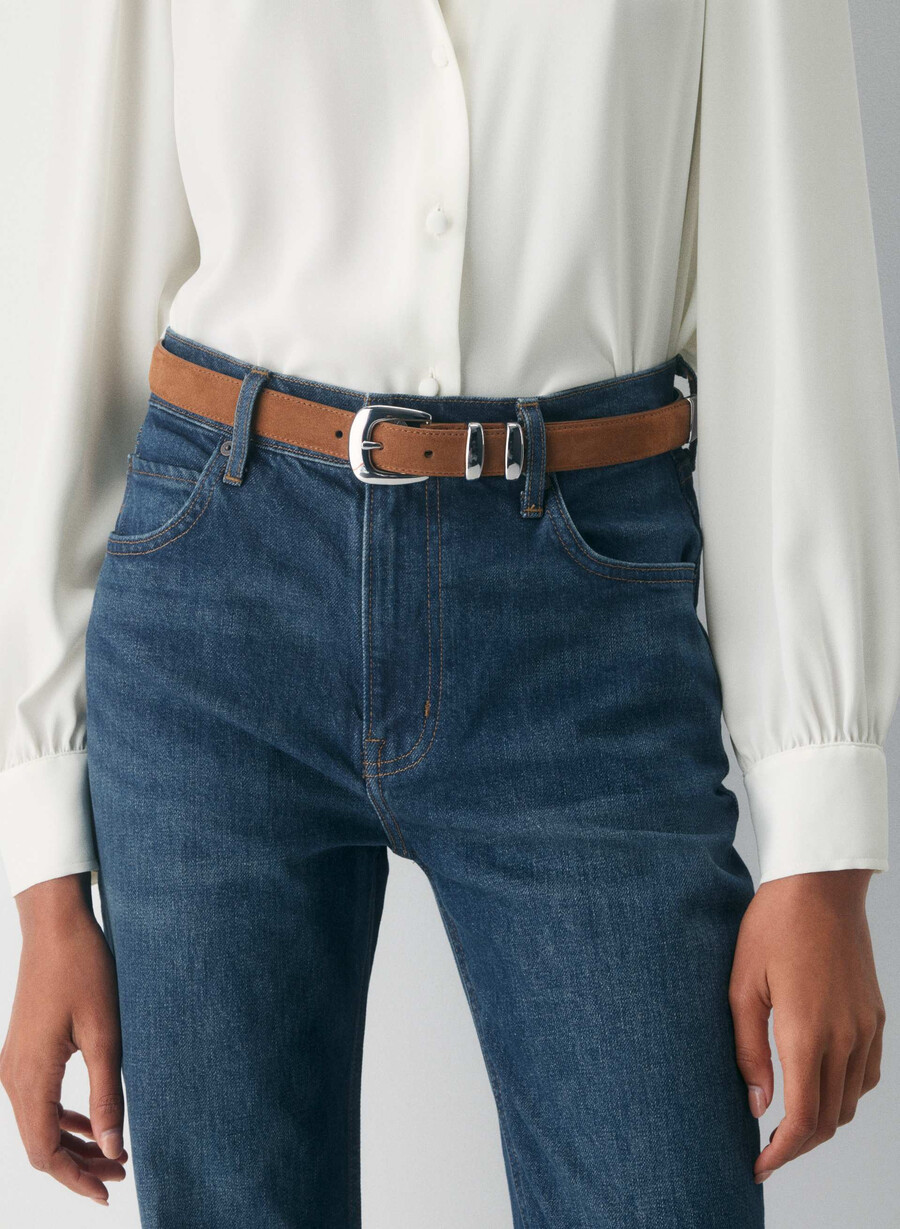 cintura leggendaria in pelle scamosciata in ottone massiccio raw um brn silver