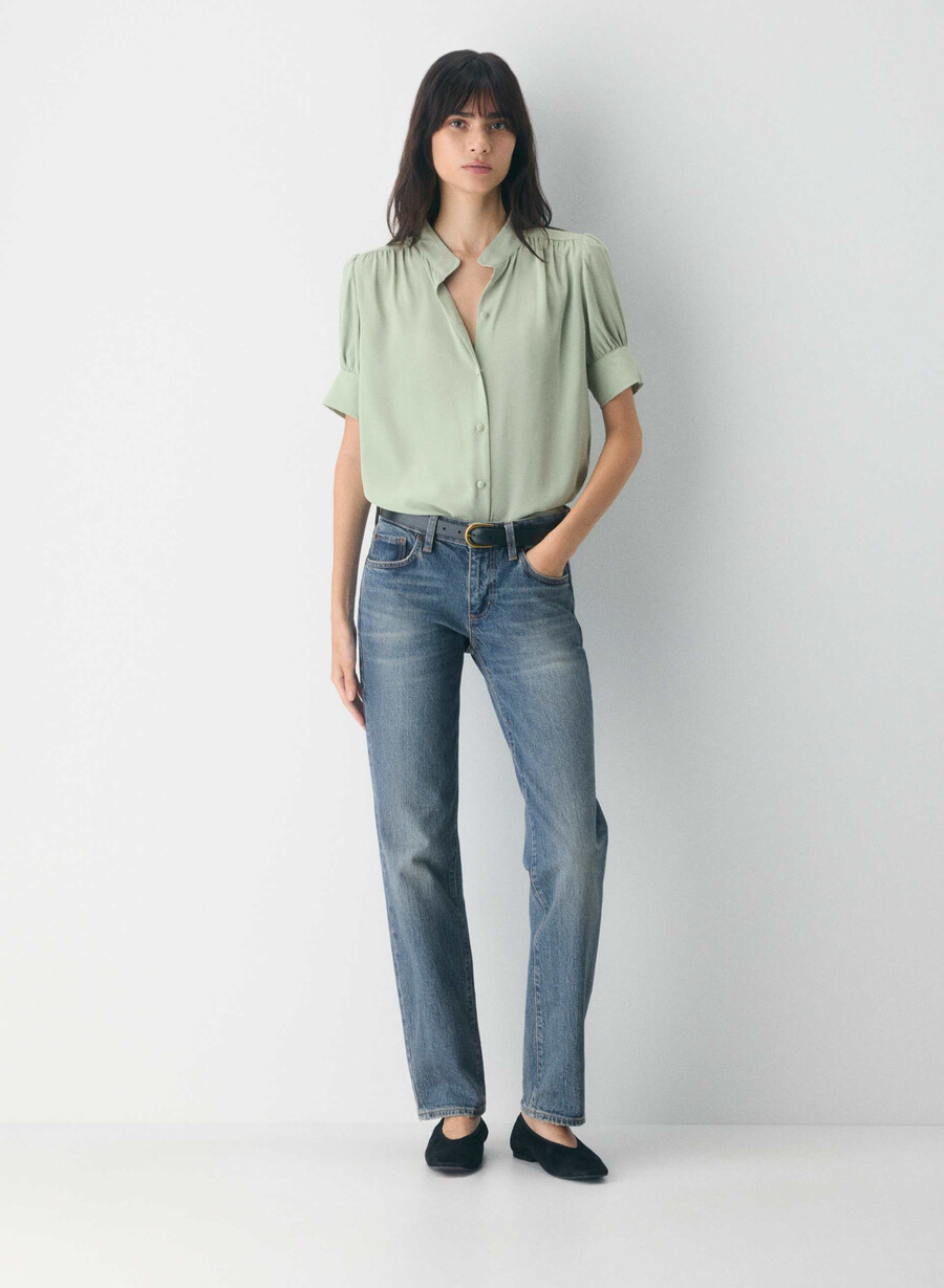 blusa a maniche corte delphine argento verde salvia