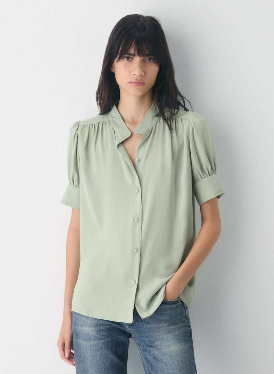 blusa a maniche corte delphine argento verde salvia