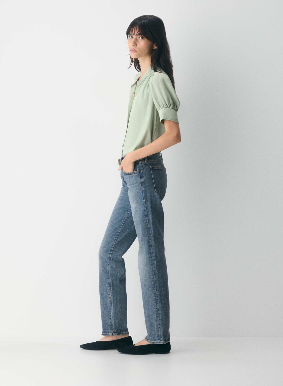 blusa a maniche corte delphine argento verde salvia