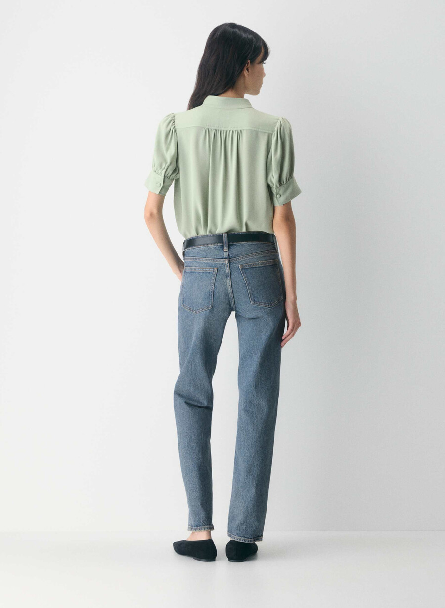 blusa a maniche corte delphine argento verde salvia