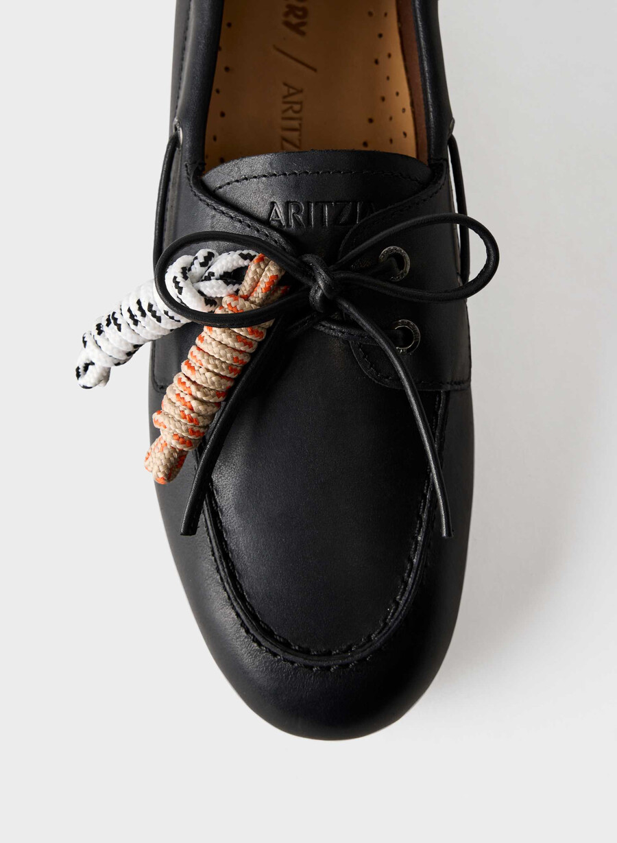 sperry x aritzia slim boat shoe - pelle liscia nera