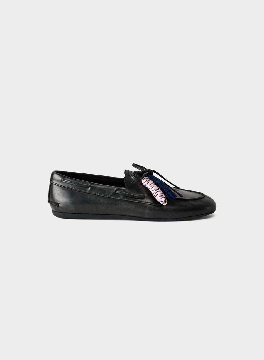 sperry x aritzia slim boat shoe - pelle liscia nero anticato