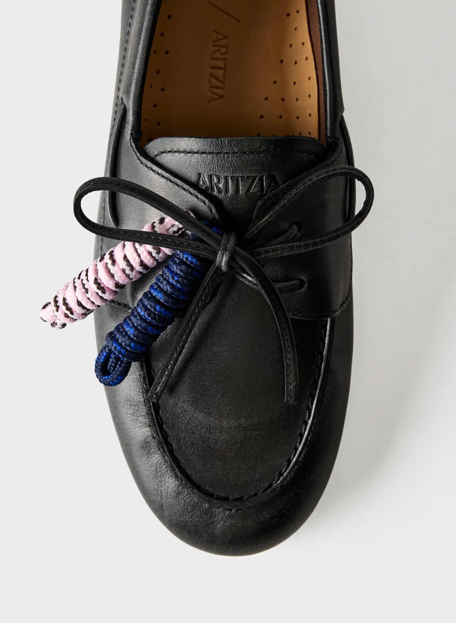 sperry x aritzia slim boat shoe - pelle liscia nero anticato