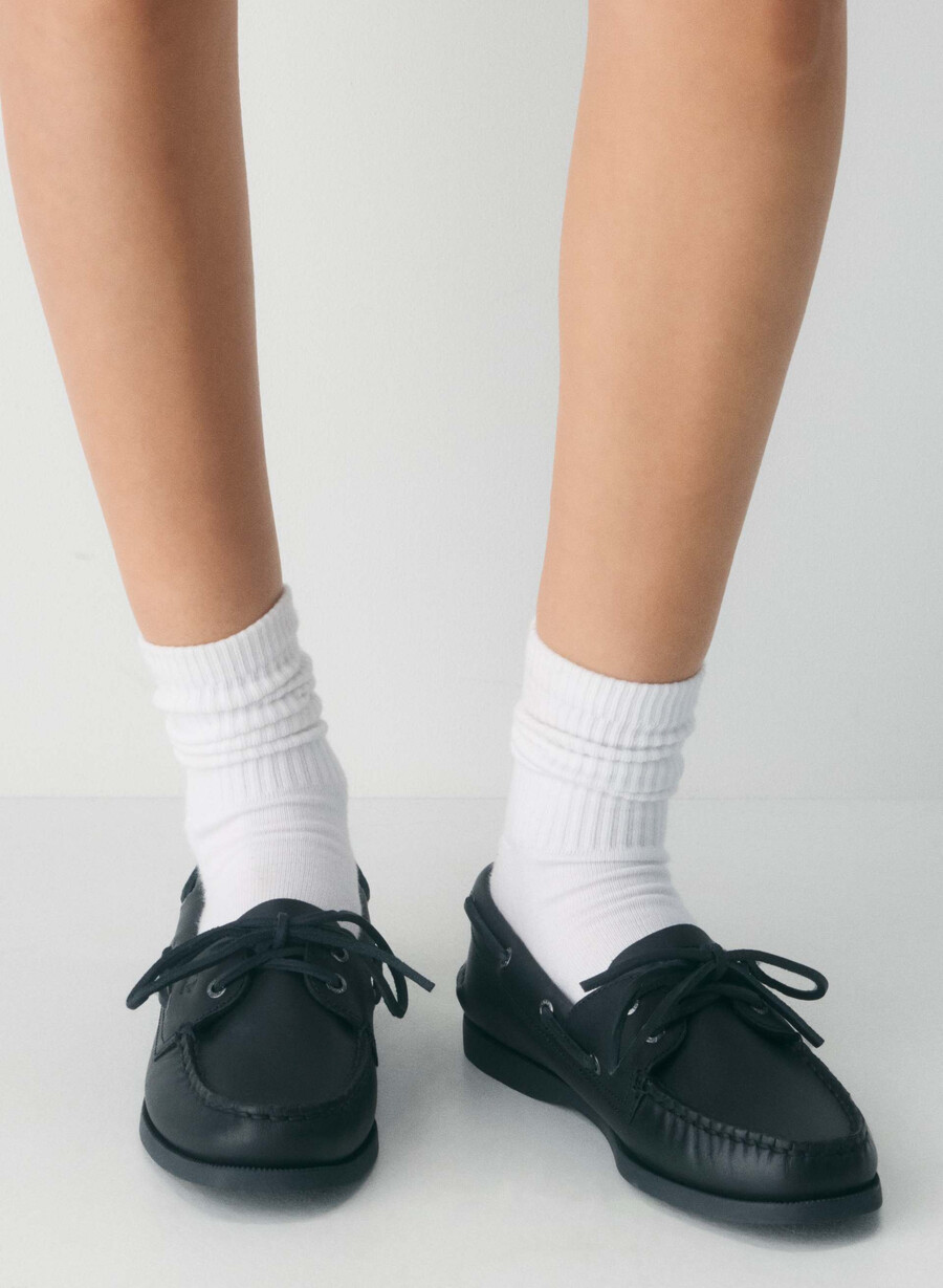 scarpe da barca sperry x aritzia ao - pelle liscia nera
