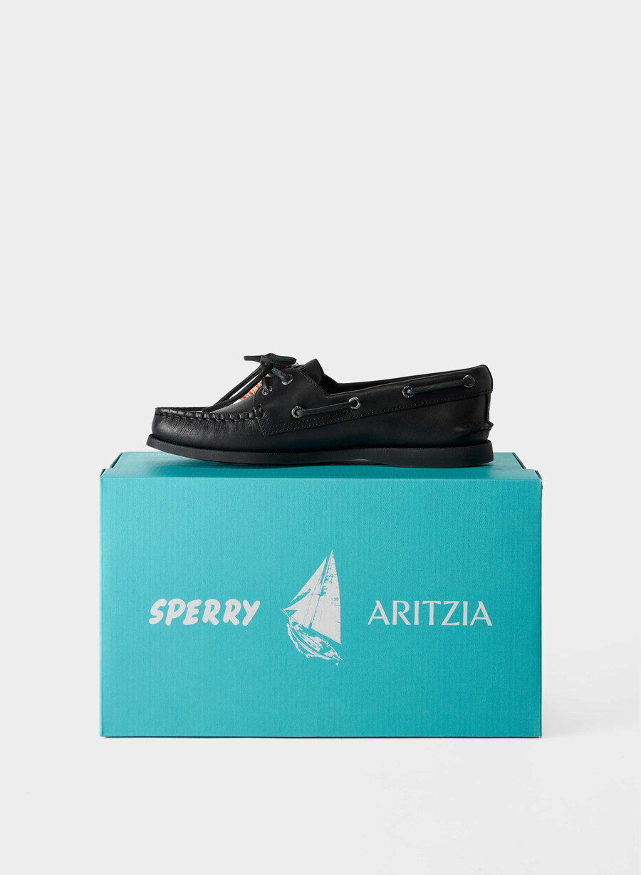 scarpe da barca sperry x aritzia ao - pelle liscia nera