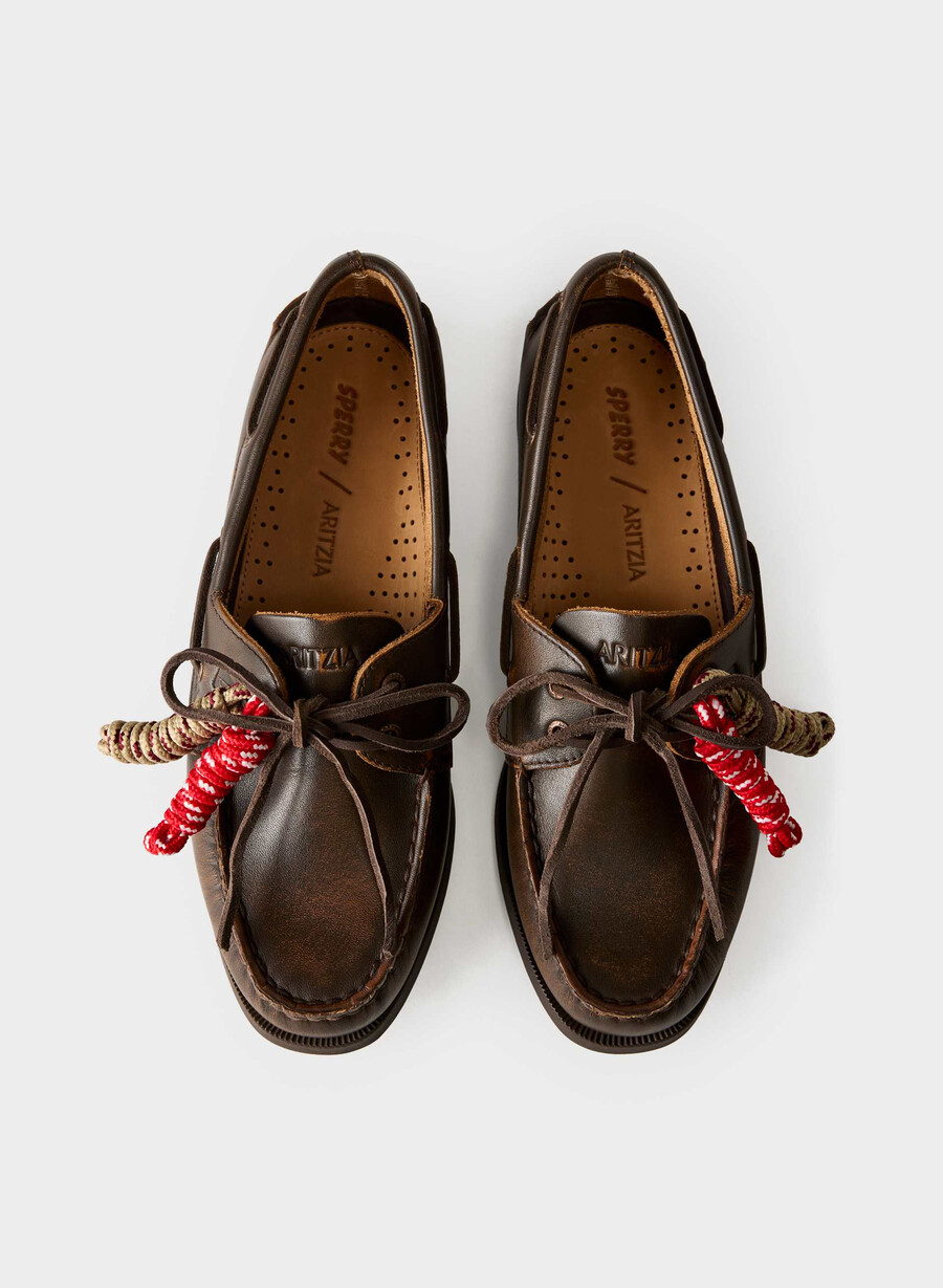 scarpe da barca sperry x aritzia ao - pelle liscia distressed rch mc brn