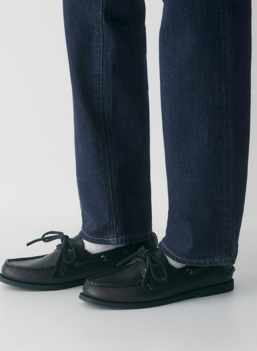 scarpe da barca sperry x aritzia ao - pelle liscia distressed blkbrown