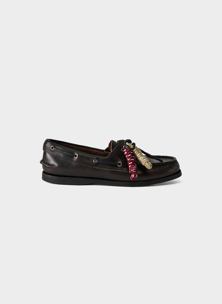 scarpe da barca sperry x aritzia ao - pelle liscia distressed blkbrown