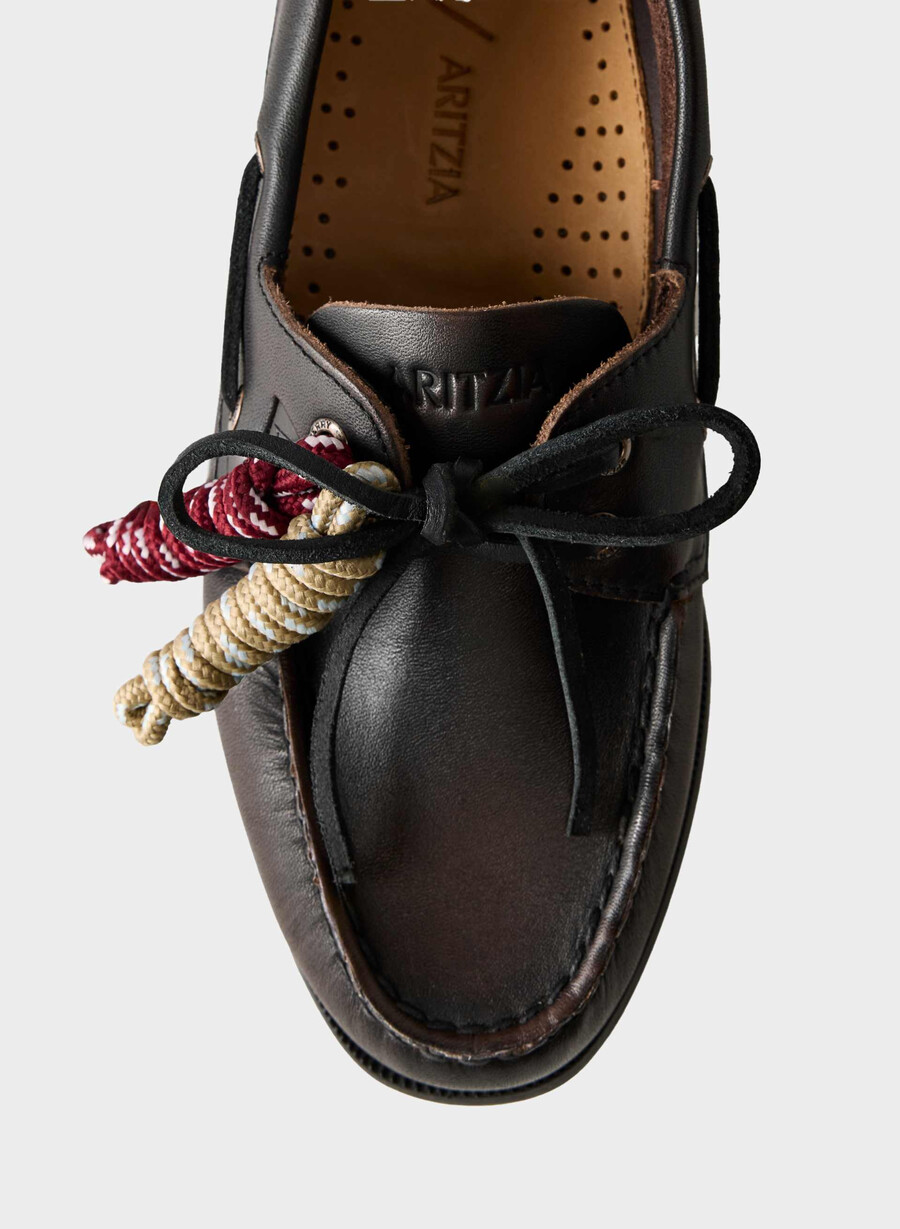 scarpe da barca sperry x aritzia ao - pelle liscia distressed blkbrown