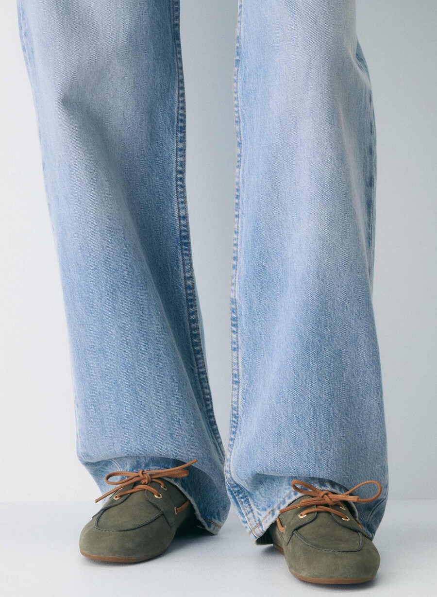 scarpa da barca sperry x aritzia slim - pelle nabuk dk willow green
