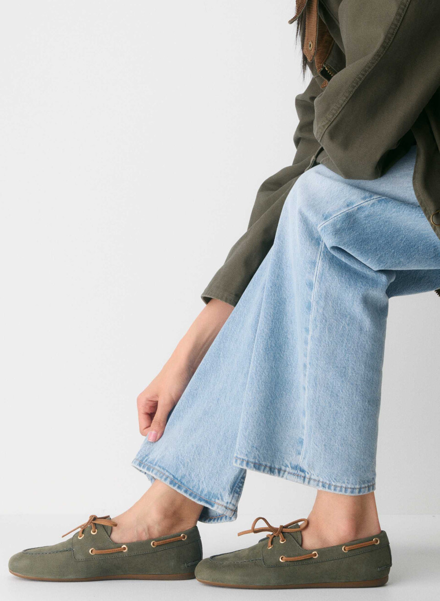 scarpa da barca sperry x aritzia slim - pelle nabuk dk willow green