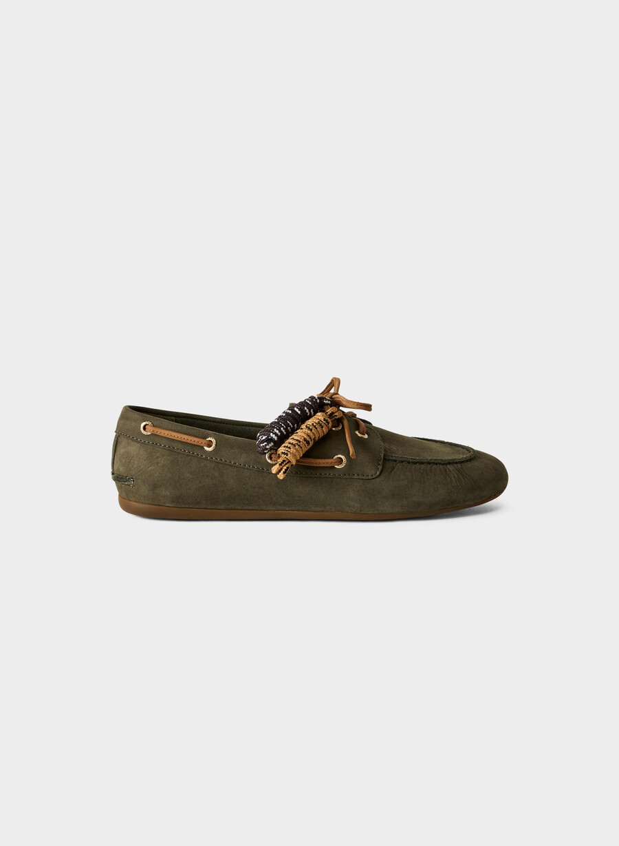 scarpa da barca sperry x aritzia slim - pelle nabuk dk willow green