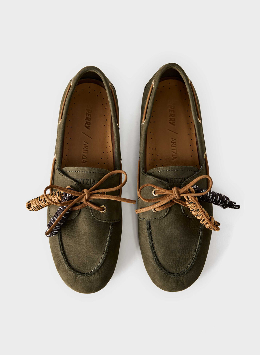 scarpa da barca sperry x aritzia slim - pelle nabuk dk willow green